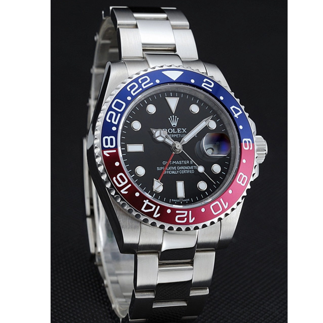 Good copy rolex watches Rolex Dial II Master GMT Blue Bezel Rose Black Watch Red 0728